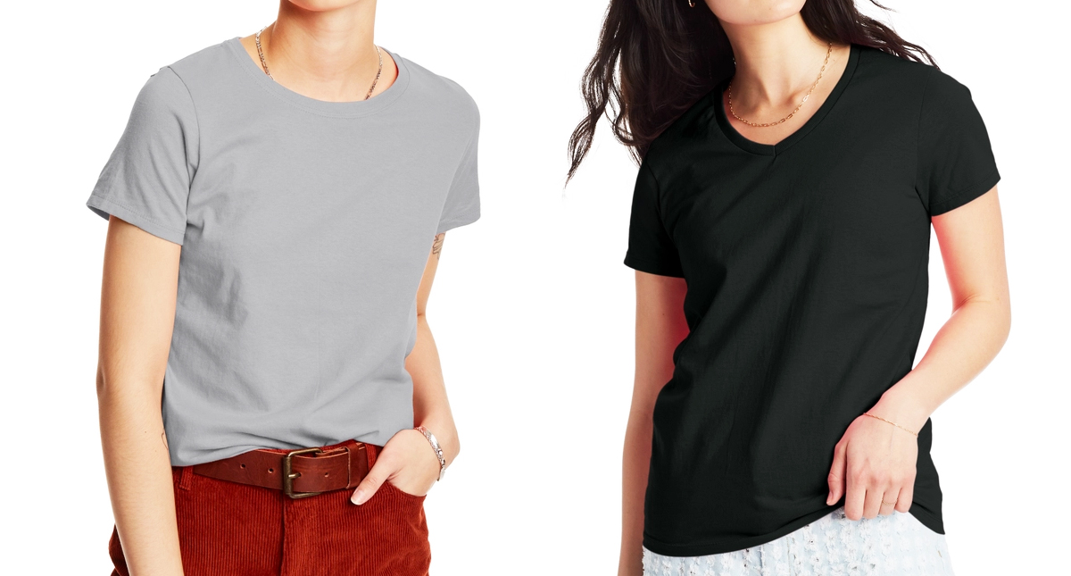 women in grey and black basic tees