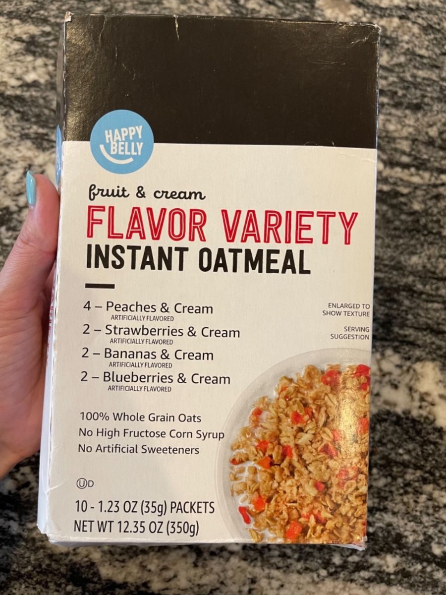 Happy Belly instant oatmeal box