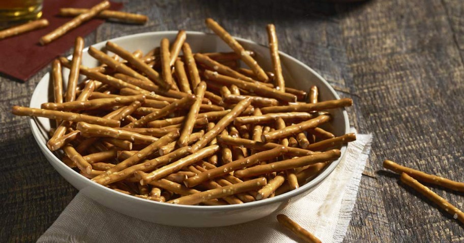 bowl of pretzel sticks