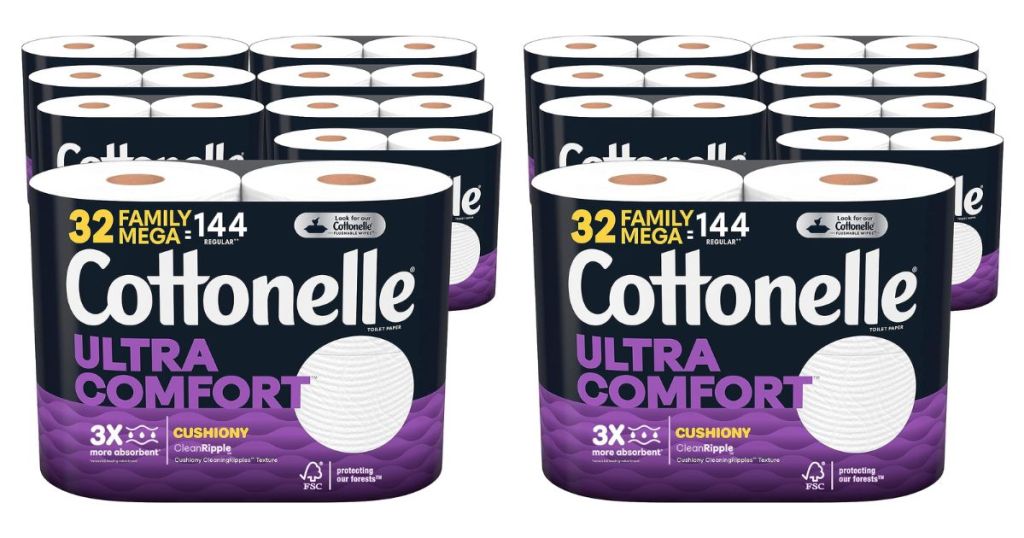 Cottonelle Ultra Comfort 32 Packs Family Mega Toilet Paper Packs - 2 32 Packs shown