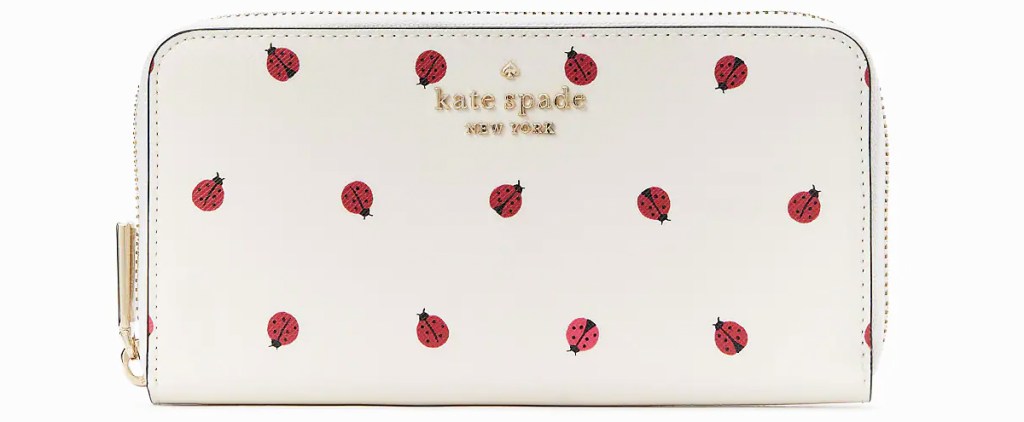 white wallet with ladybug print