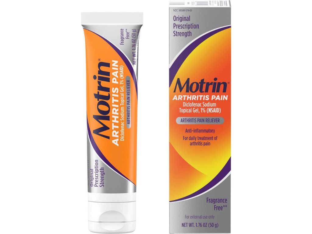 A tube of Motrin and its box