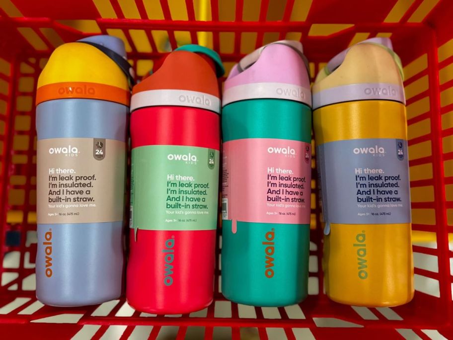 4 Owala Free Sip Tumblers in a Meijer Shopping basket