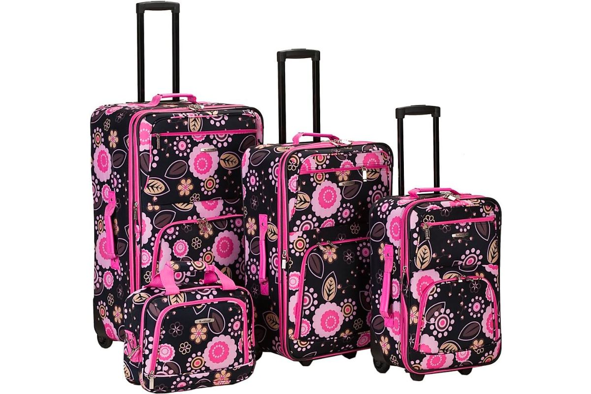 Rockland Impulse 4-Piece Softside Upright Luggage Set pucci