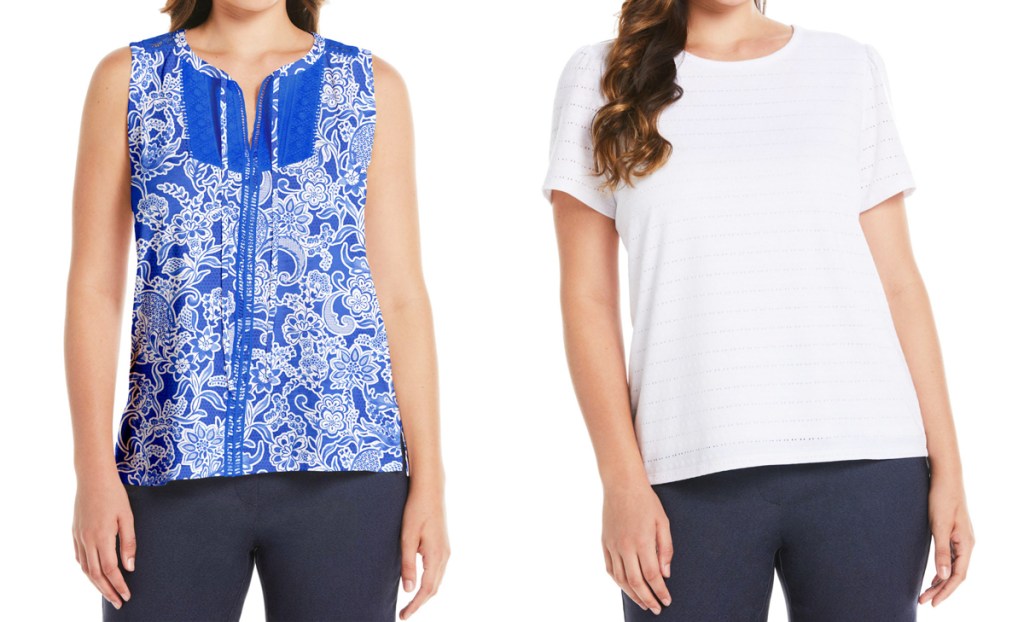 women in blue and white tops