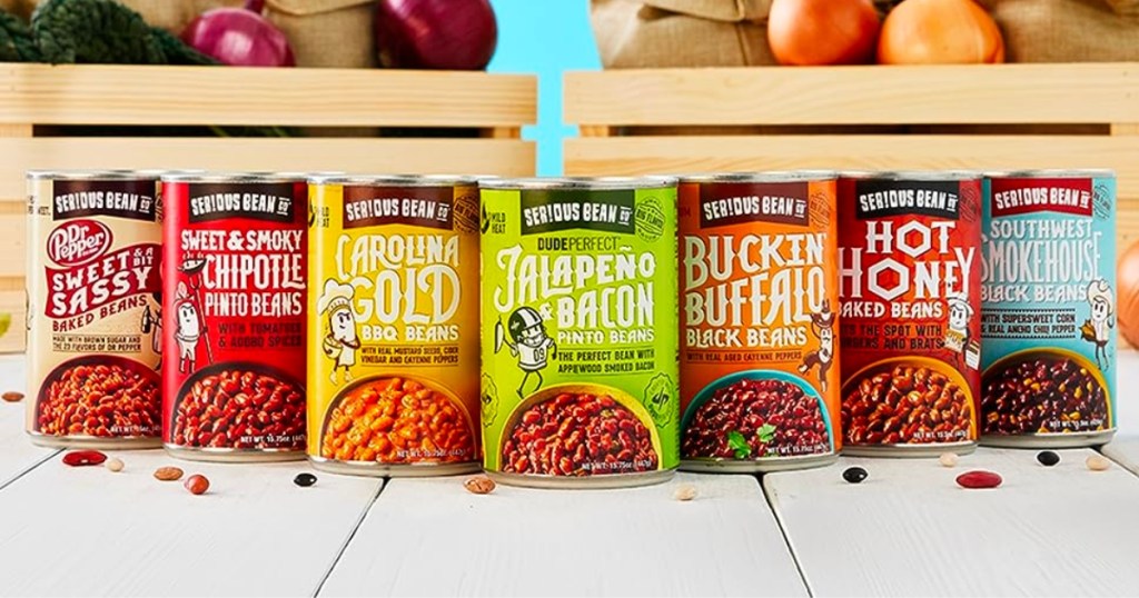 cans of serious bean co baked beans