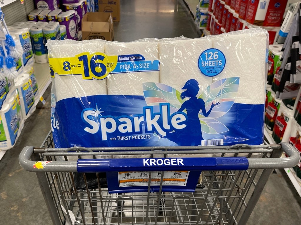 Sparkle Paper Towels in shopping cart