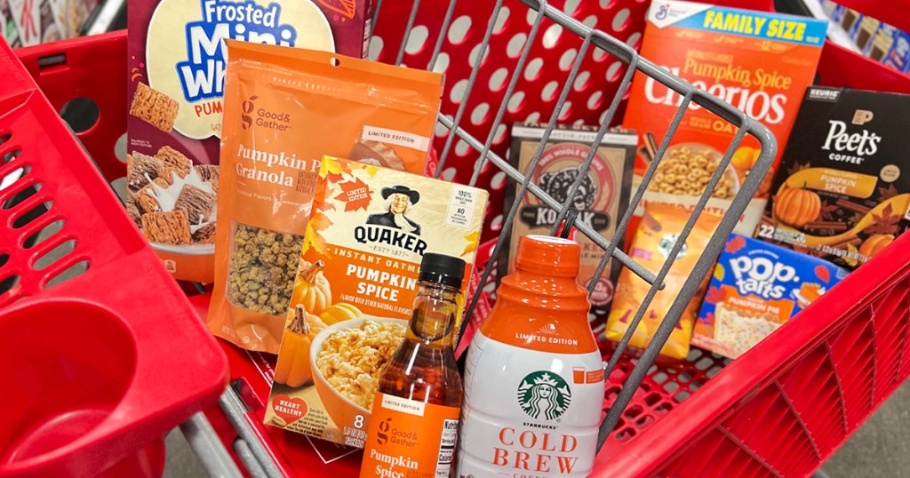 Target Pumpkin Spice Foods in a Shopping Cart