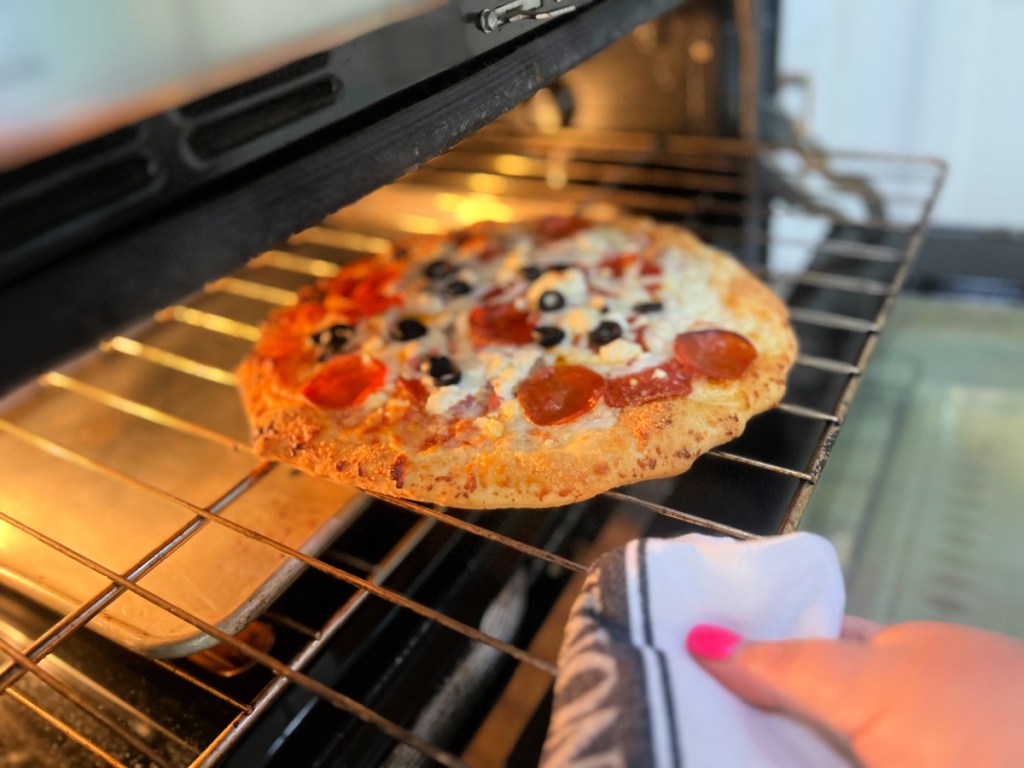 baking a pizza on the rack