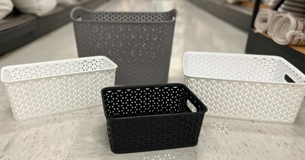 brightroom storage baskets in black, white and gray