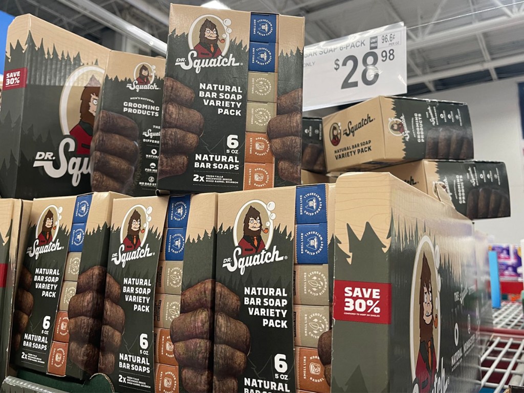 dr squatch bars on display at sams club