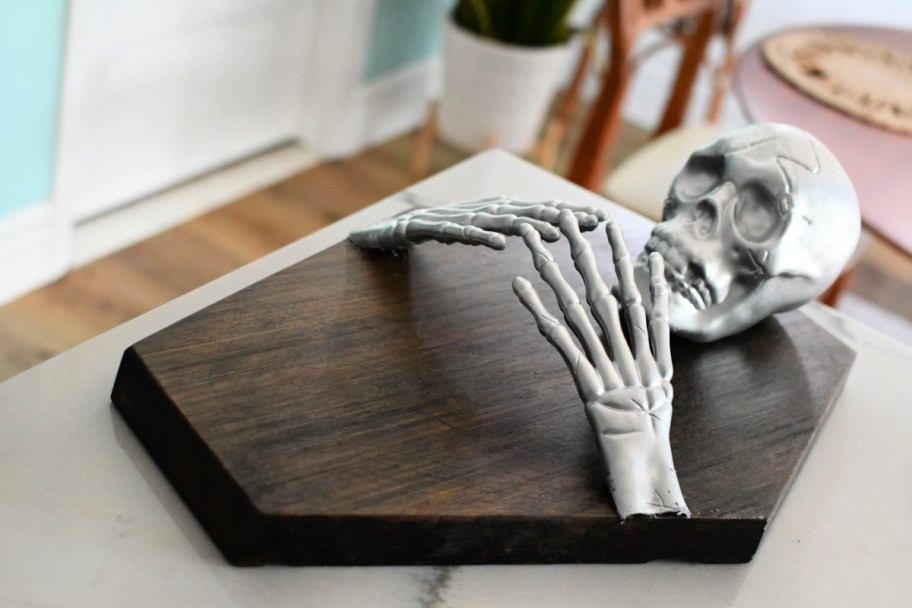 finished DIY Pottery Barn dupe skeleton tray