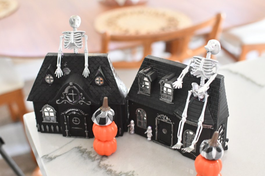 finished black halloween painted doll houses