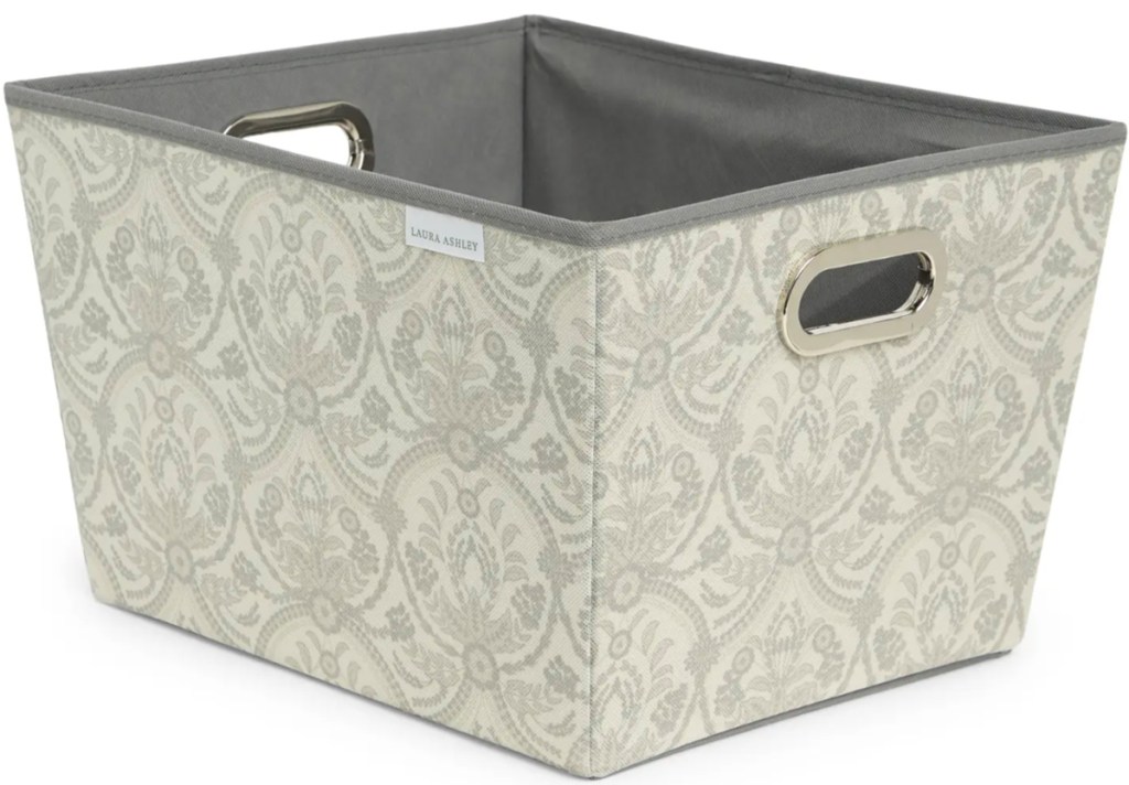 gray floral bin