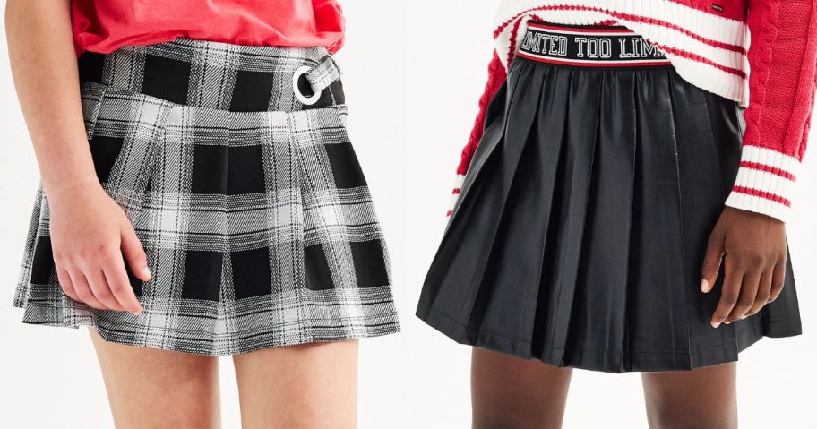 two models wearing girls limited too skorts