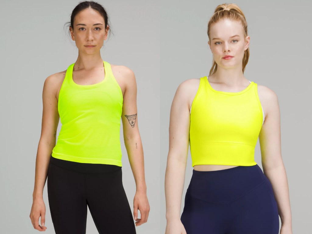 lime yellow and green tank tops