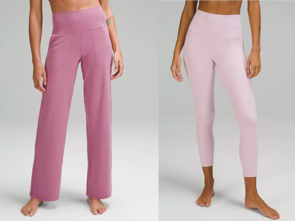 two pairs of pink leggings