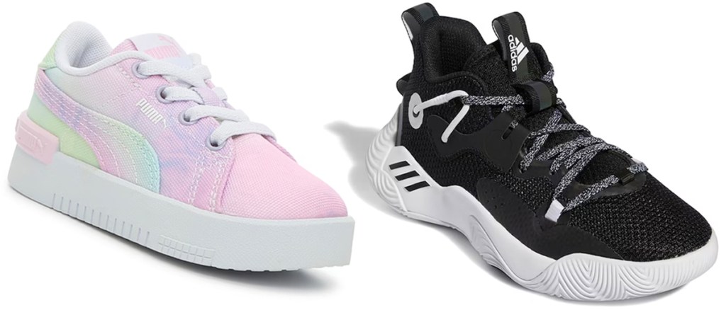 puma and adidas kids athletic shoes