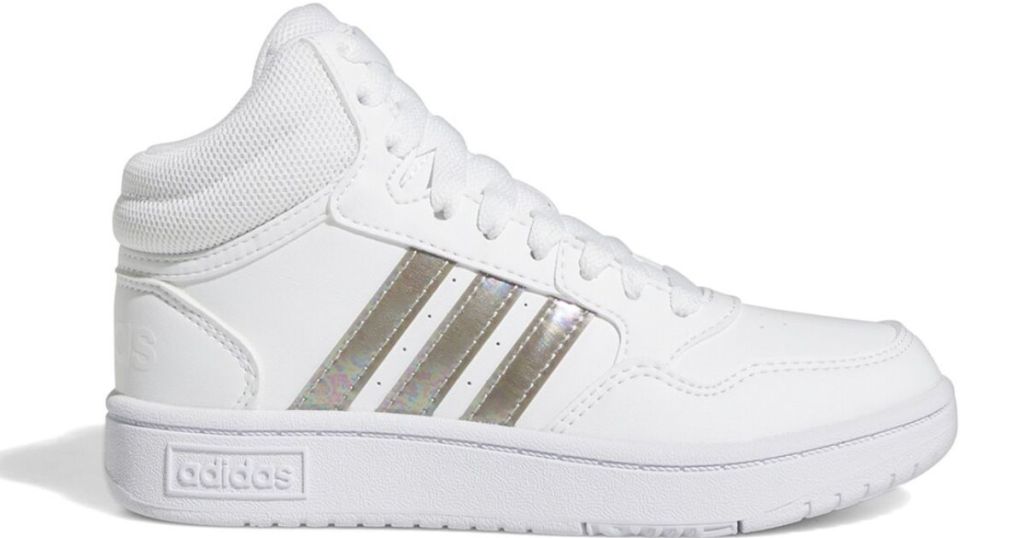 white and silver adidas shoe