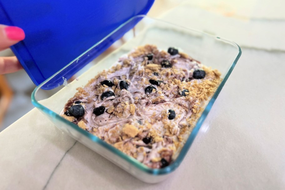 putting a lid on cottage cheese ice cream