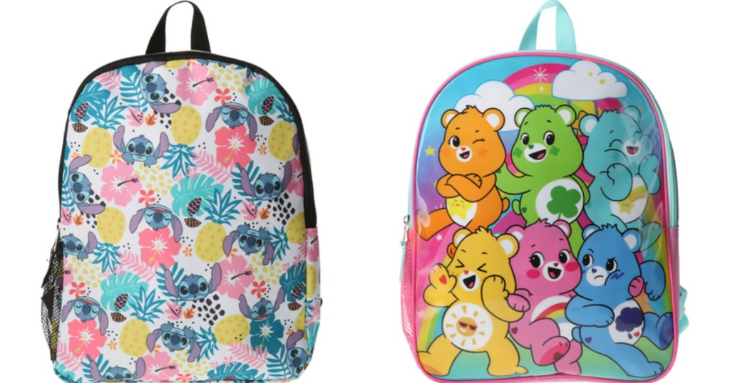 lilo & stitch and care bears backpack
