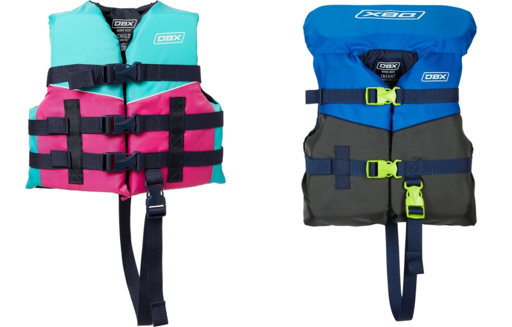 two children and infant life jackets that are easy to wear