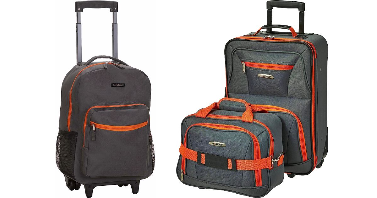 wheeled back pack and 2 piece luggage set