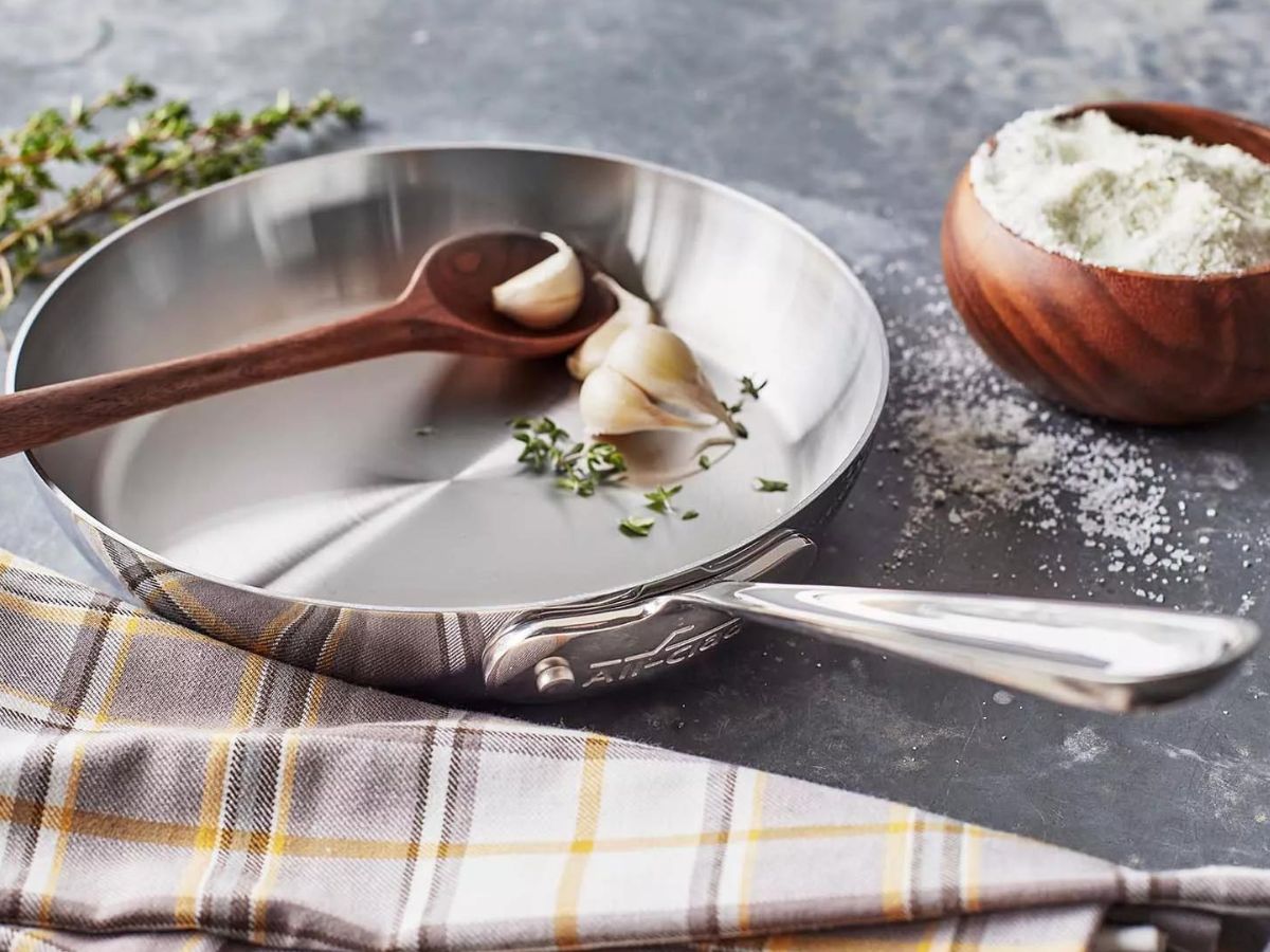 An all-clad stainless steel skillet