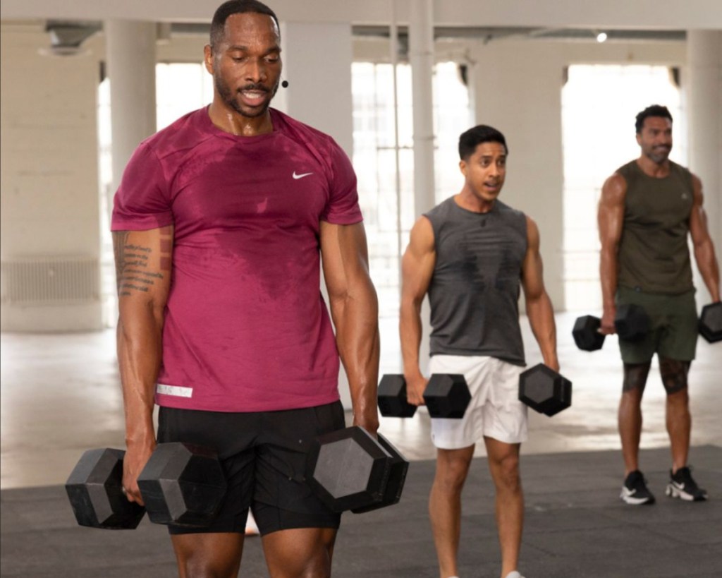 three men working out