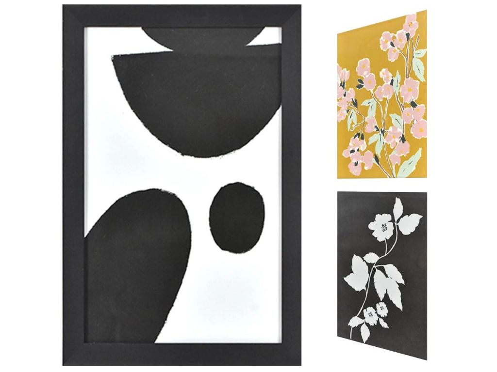 3 prints and a frame 