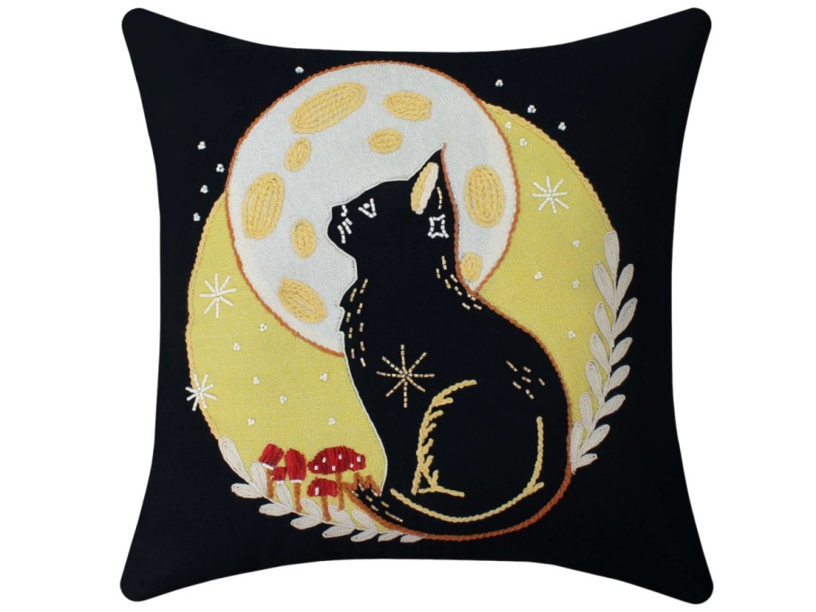 Celebrate Together Fall Black Moon Cat Decorative Throw Pillow