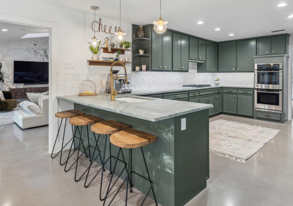 Edloe Finch Madina Counter Stools in a beautiful kitchen