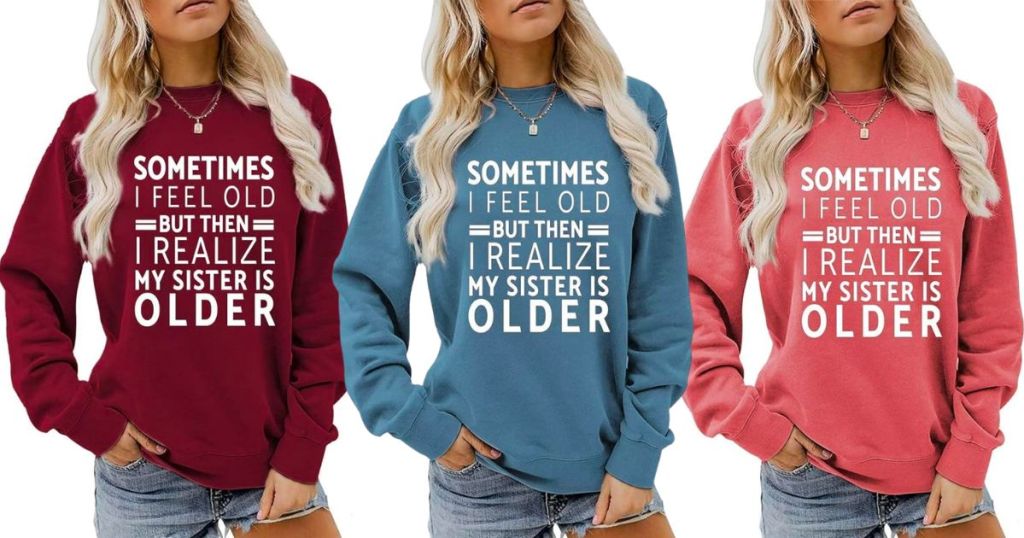 long sleeve funny sister sweatshirt 