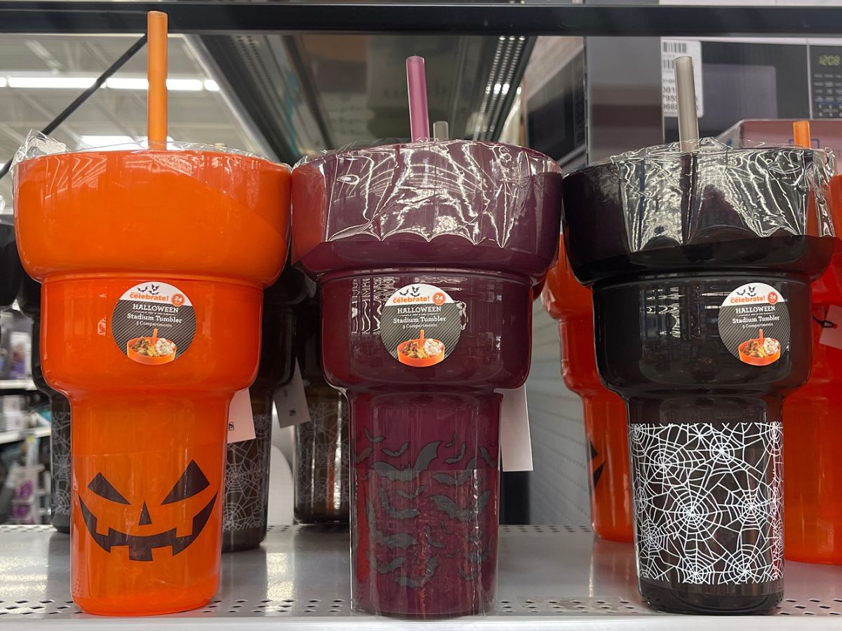 3 Different Halloween Stadium Cups on the Shelf at Walmart