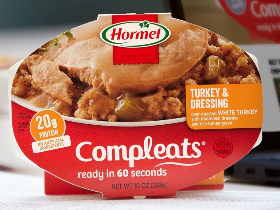 A Hormel Compleats Turkey & Dressing Tray