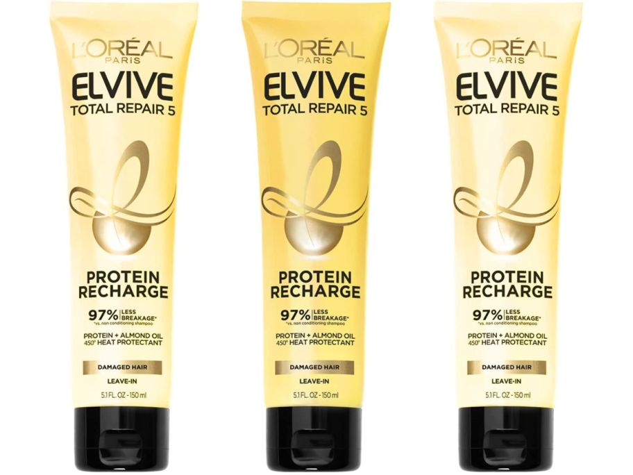 L'Oreal Paris Elvive Total Repair 5 Protein Recharge Leave-In Conditioner Treatment 5.1oz stock image