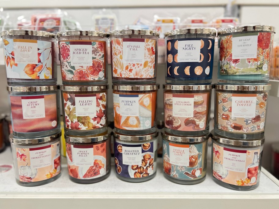 Sonoma fall candles displayed at the store