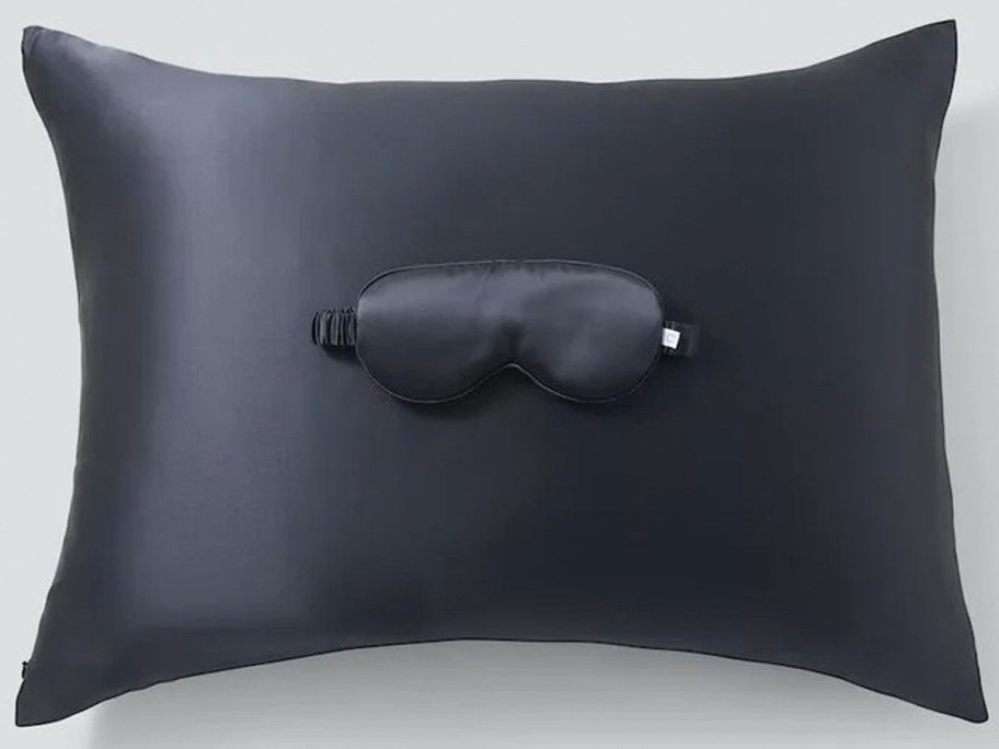 gray silk pillowcase and eyemask