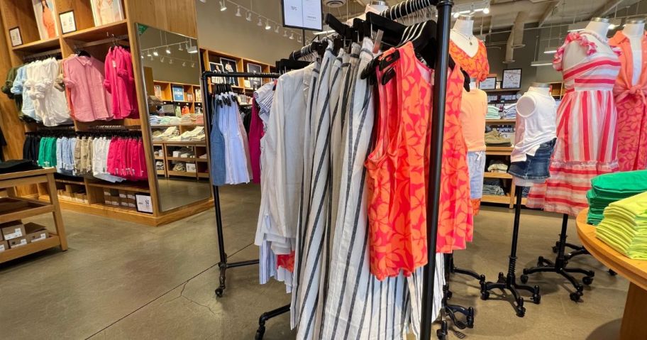 inside a j crew factory store in the womens department