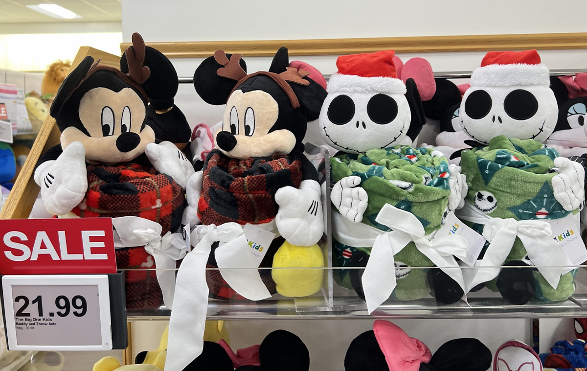 jack skellington and mickey mouse buddy sets on shelf