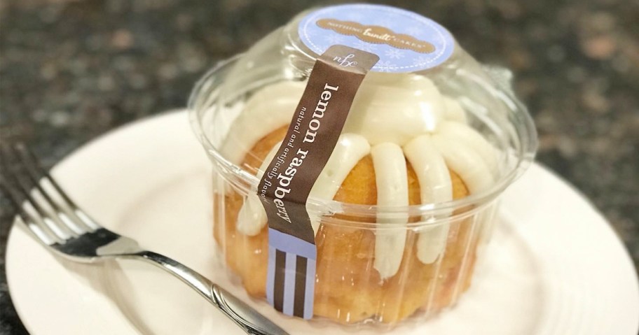 lemon nothing bundt cake on plate with fork