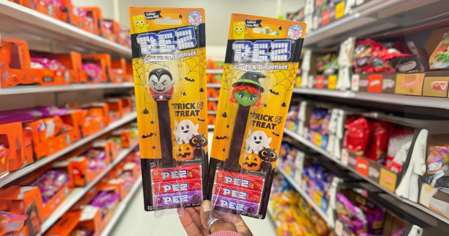 2 pez dispensers in hand in store