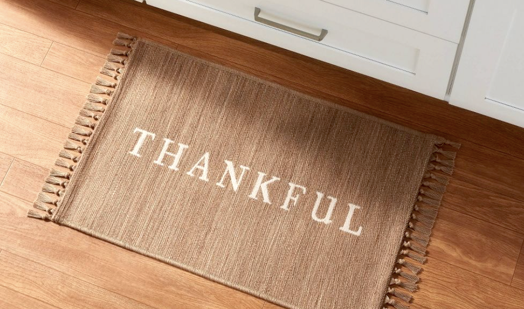 Thankful rugs on kitchen  floor