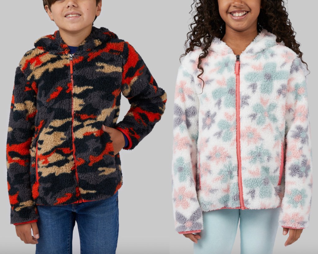 boys and girls sherpa printed hoodies