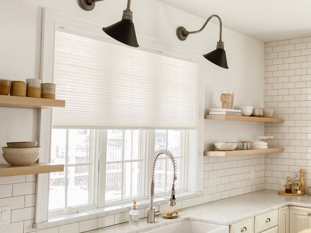 light filtering shades on kitchen window