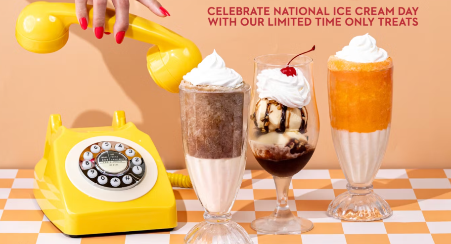 Coldstone Creamery summer treats orange cream float, root beer float, and sundae