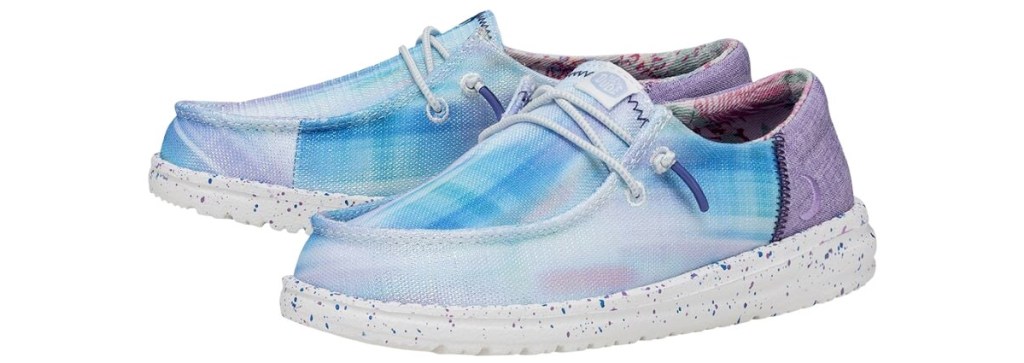 blue and purple tie dye sneakers