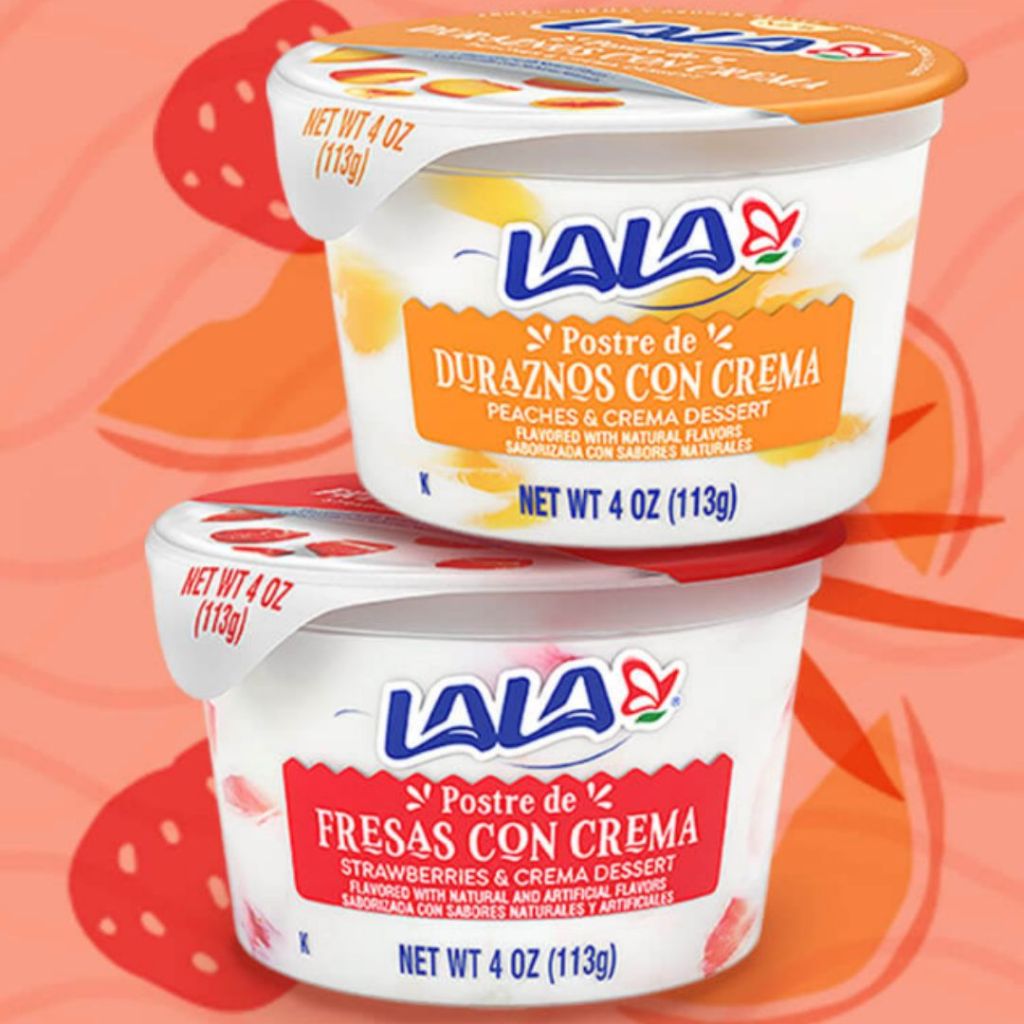 LALA Fruit & Crema dessert cups stacked on top of each other