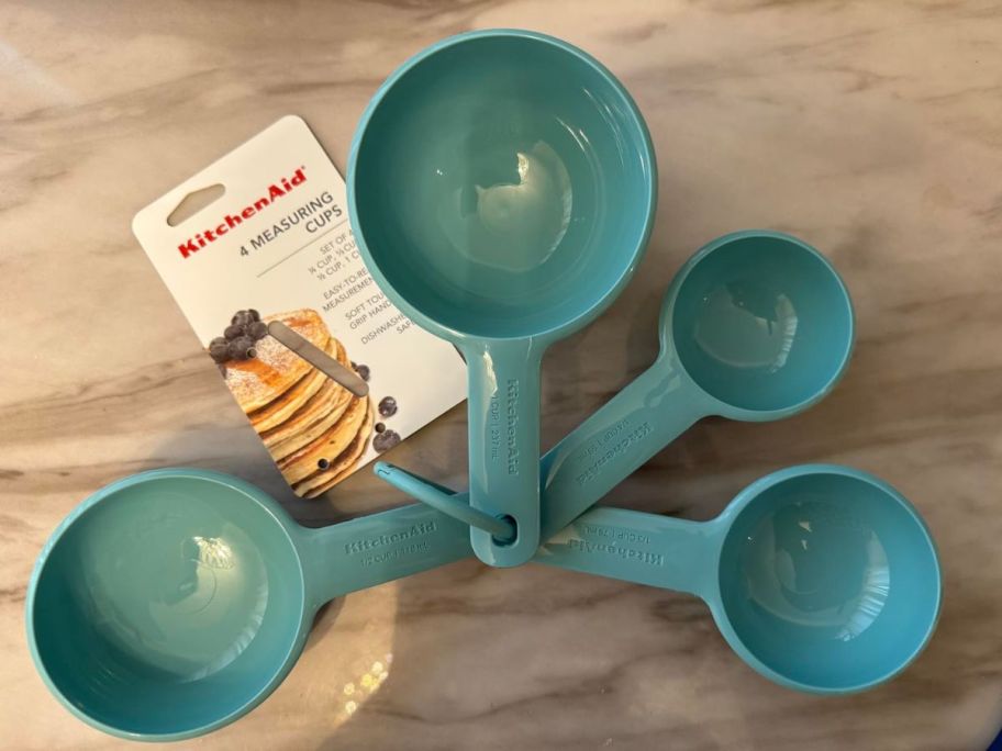 KitchenAid Measuring Cups in Aqua Sky on counter