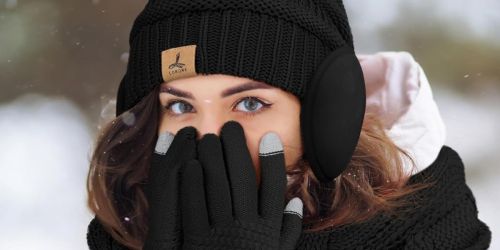 Beanie Hat, Scarf, Gloves, & Ear Warmer Bundle Just $12.99 on Amazon (Regularly $30)